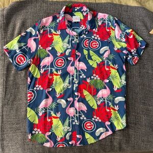 Vibrant Chicago Cubs Flamingo Print Men's Casual Shirt